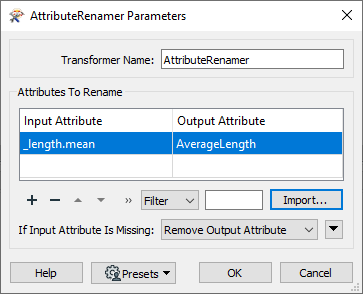 Filling out the AttributeRenamer